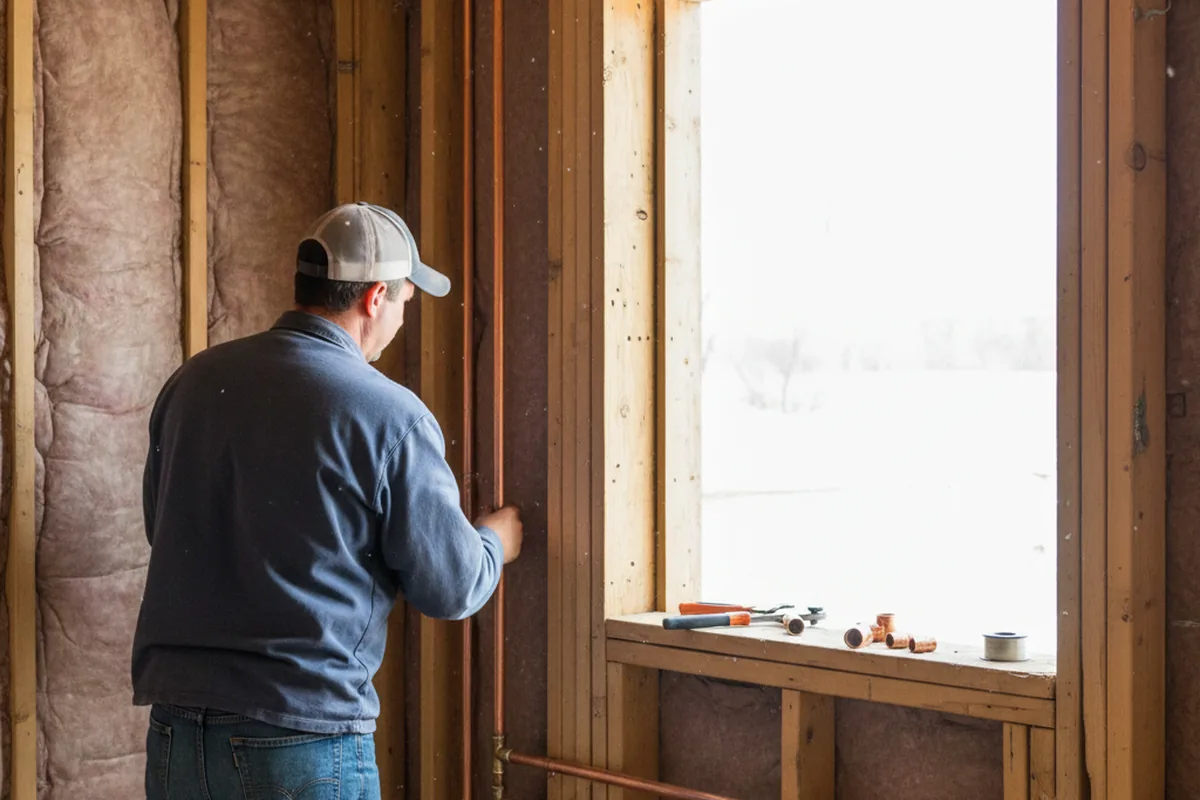 Licensed plumber running new copper supply lines in a Forsyth home